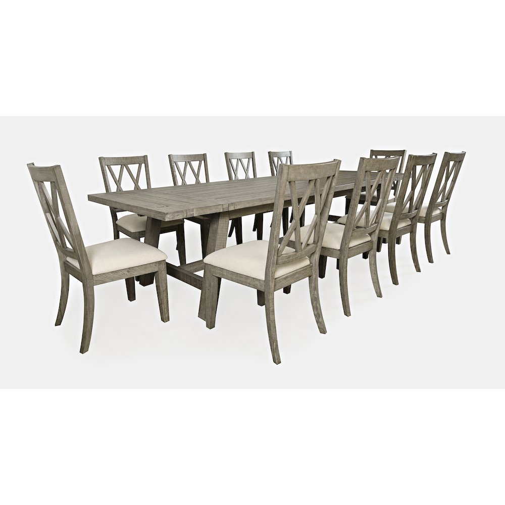 Telluride Eleven Piece Rustic Farmhouse Solid Wood 127" Extendable Dining Set. Picture 1