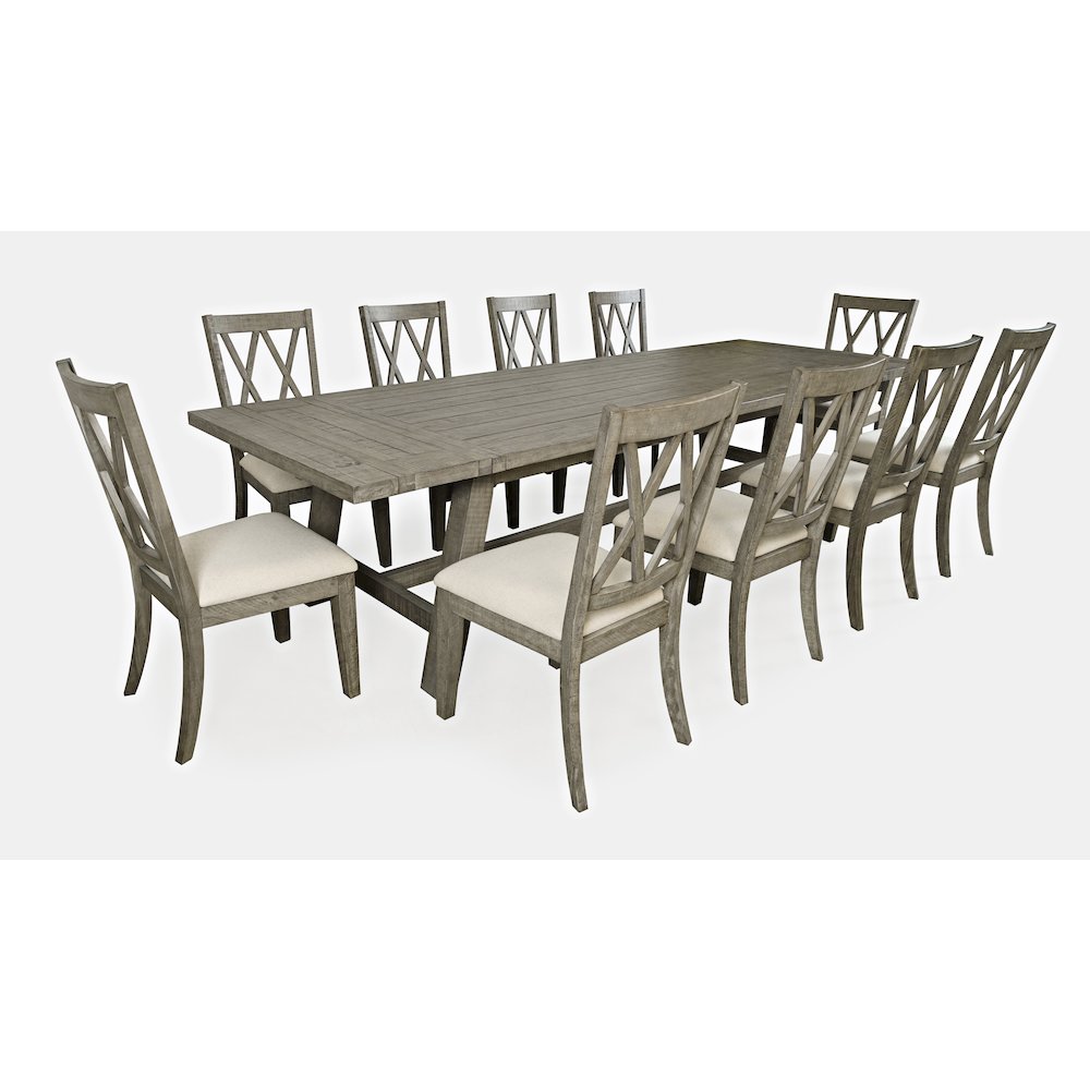 Telluride Eleven Piece Rustic Farmhouse Solid Wood 127" Extendable Dining Set. Picture 2