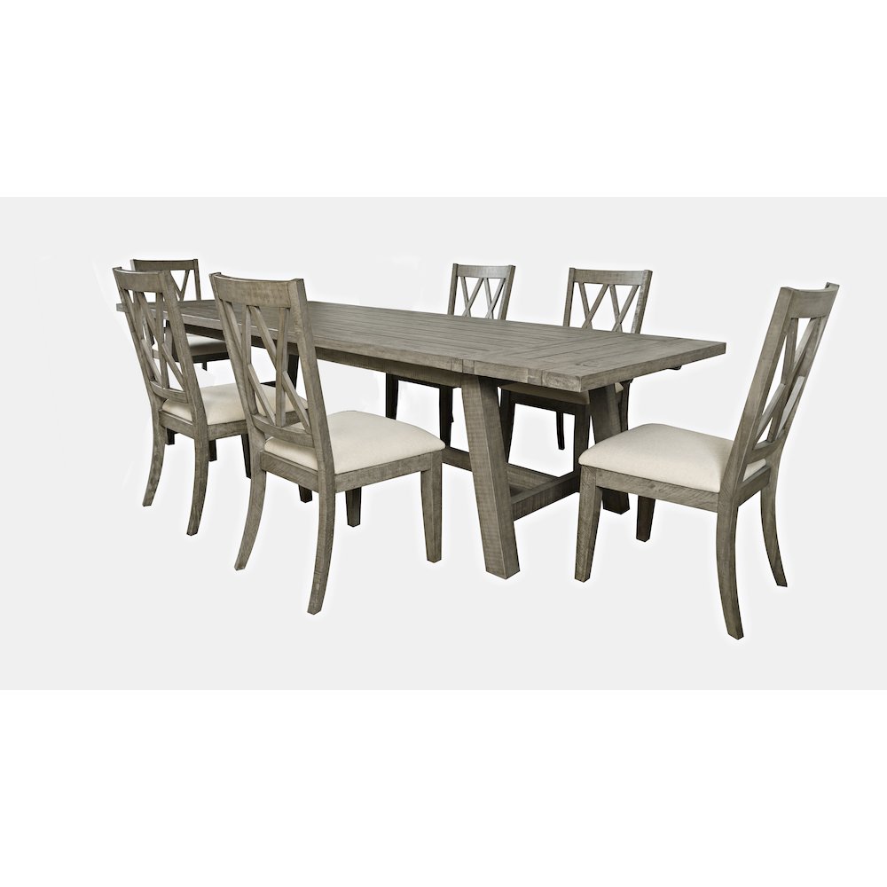 Telluride Seven Piece Rustic Farmhouse Solid Wood 127" Extendable Dining Set. Picture 1