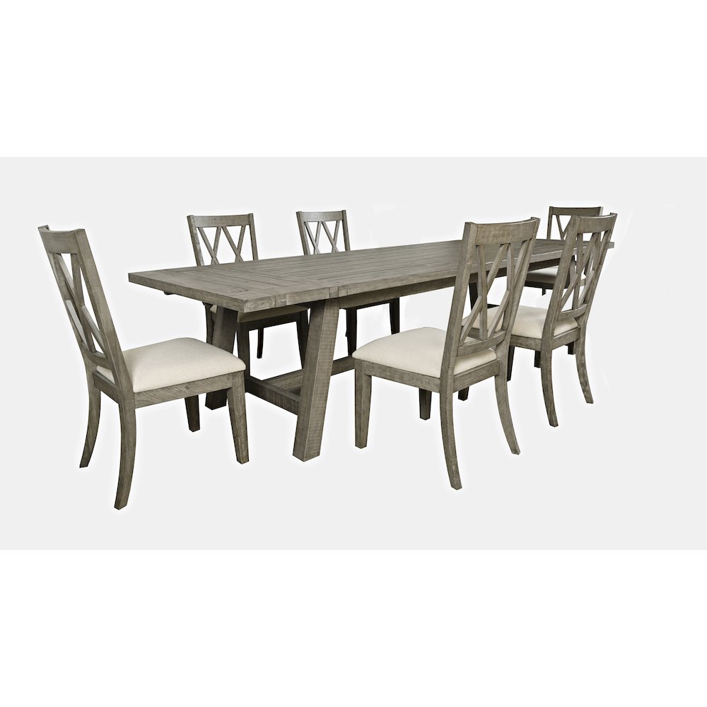 Telluride Seven Piece Rustic Farmhouse Solid Wood 127" Extendable Dining Set. Picture 3