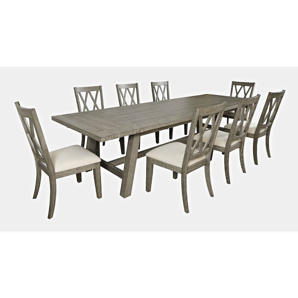 Telluride Nine Piece Rustic Farmhouse Solid Wood 127" Extendable Dining Set. Picture 3
