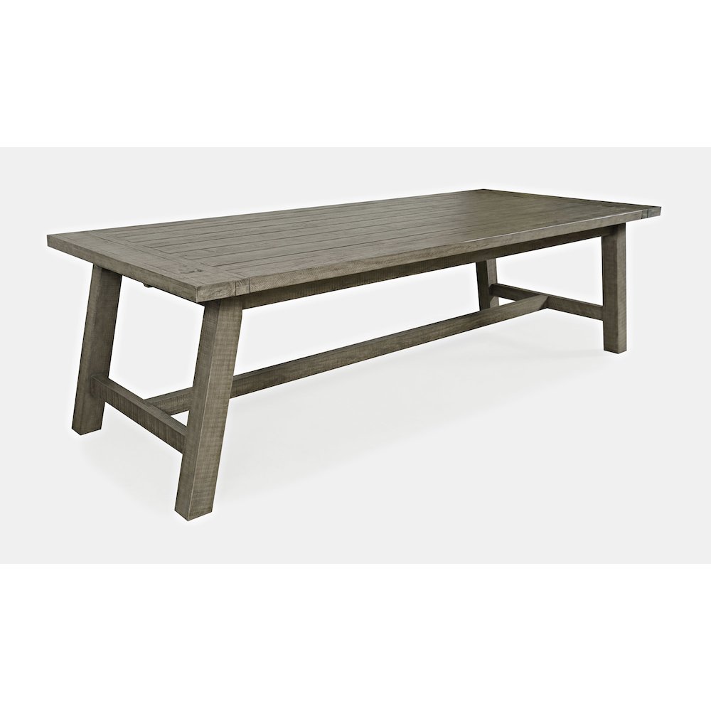 Rustic Farmhouse Solid Wood 127" Trestle Dining Table with Two Extension Leaves. Picture 7