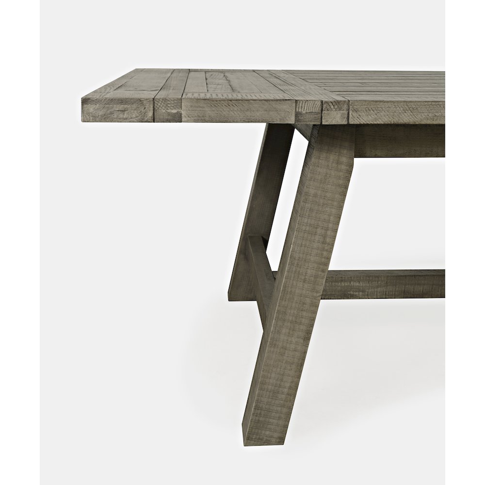 Rustic Farmhouse Solid Wood 127" Trestle Dining Table with Two Extension Leaves. Picture 5
