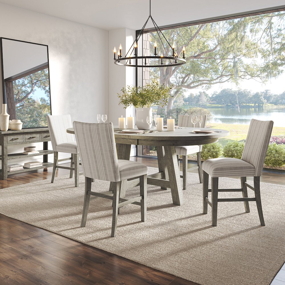 Rustic Farmhouse Solid Wood Five Piece Counter Height Dining Table Set. Picture 2