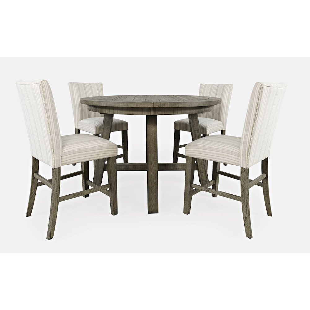 Rustic Farmhouse Solid Wood Five Piece Counter Height Dining Table Set. Picture 1