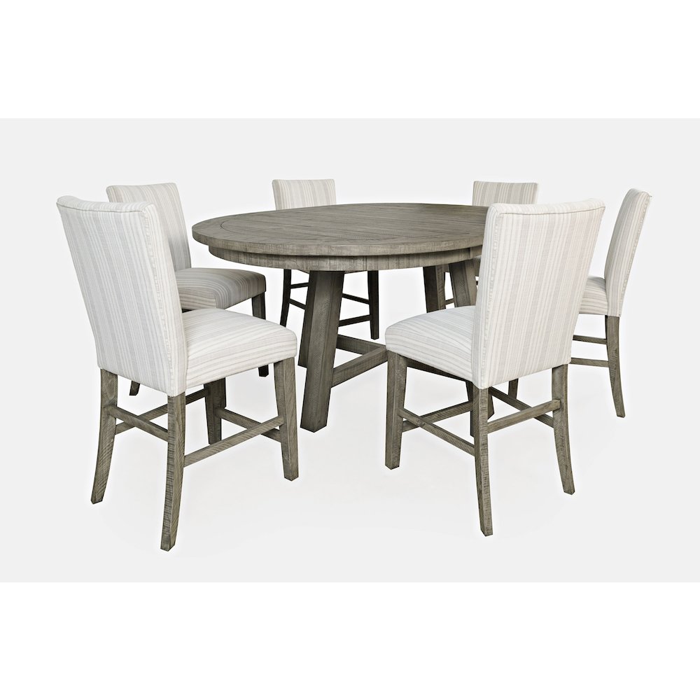 Rustic Farmhouse Solid Wood Seven Piece Counter Height Dining Table Set. Picture 1