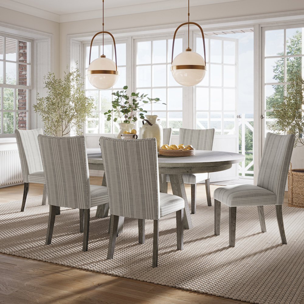 Telluride Contemporary Rustic Farmhouse Solid Wood Round to Oval Dining Table. Picture 7