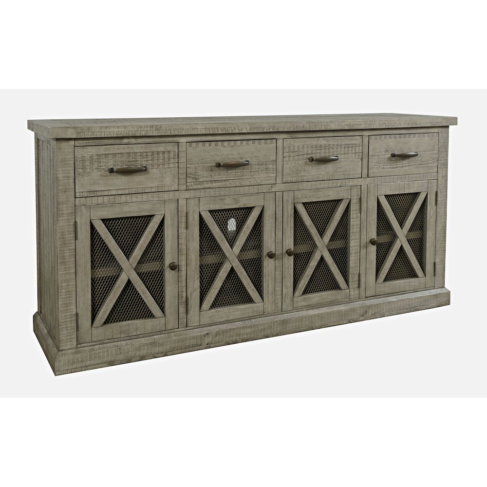 70" Rustic Distressed Solid Wood Farmhouse Four Drawer Sideboard Buffet Server. Picture 3