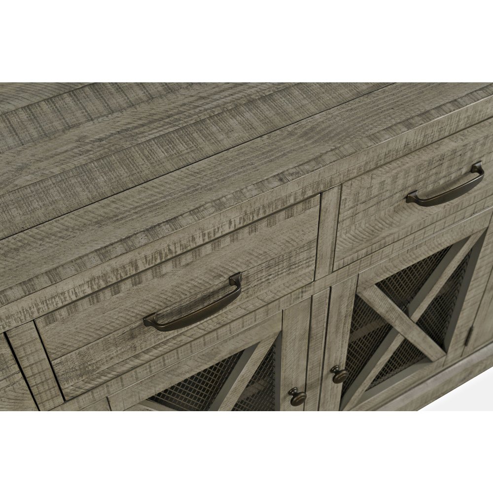 70" Rustic Distressed Solid Wood Farmhouse Four Drawer Sideboard Buffet Server. Picture 5