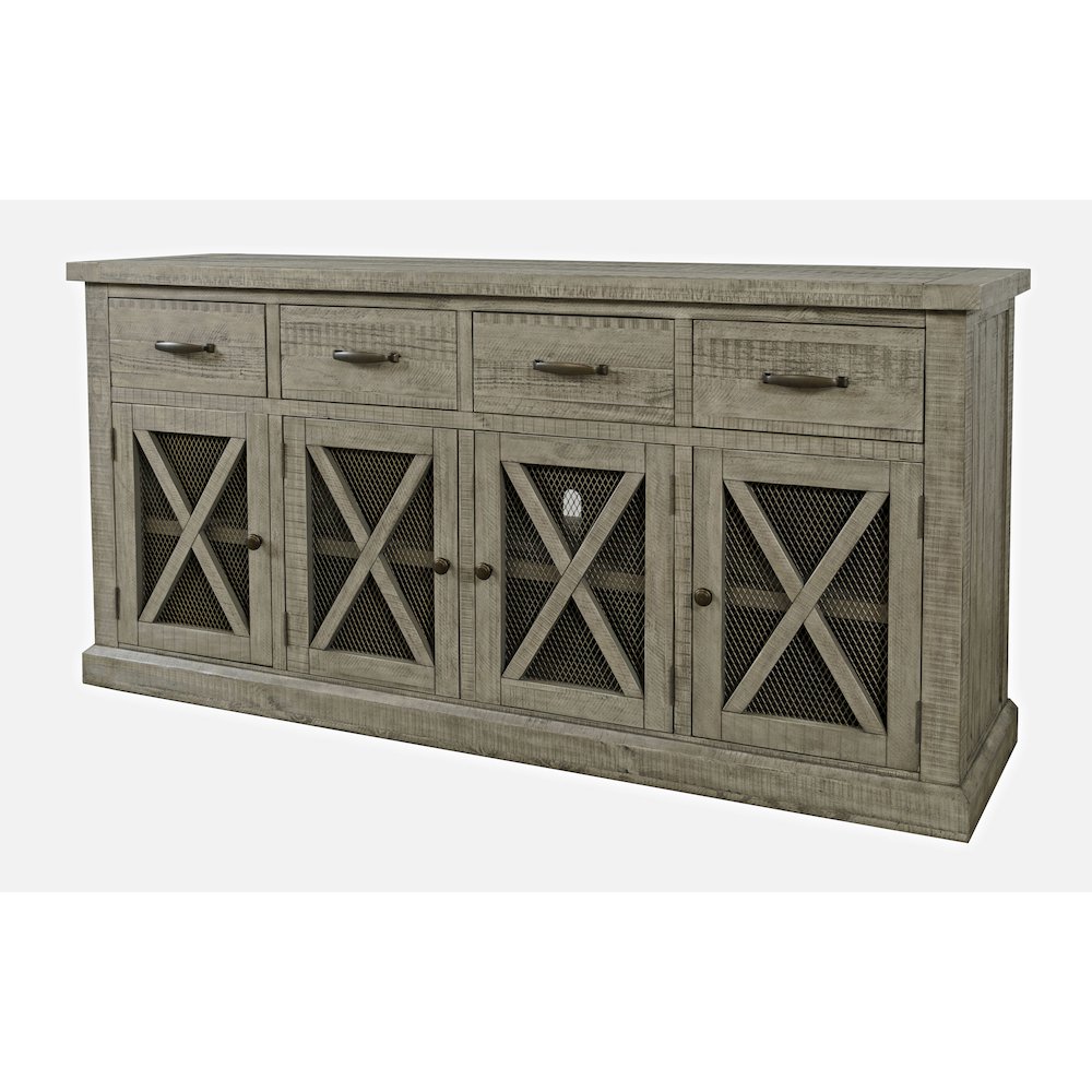 70" Rustic Distressed Solid Wood Farmhouse Four Drawer Sideboard Buffet Server. Picture 2