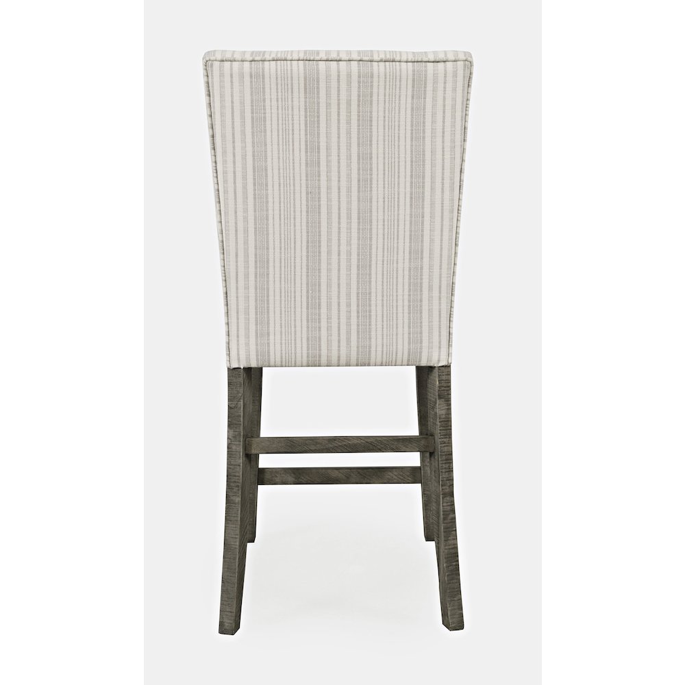 Farmhouse Rustic Solid Wood Parsons Striped Upholstery Counter Stool (Set of 2). Picture 6