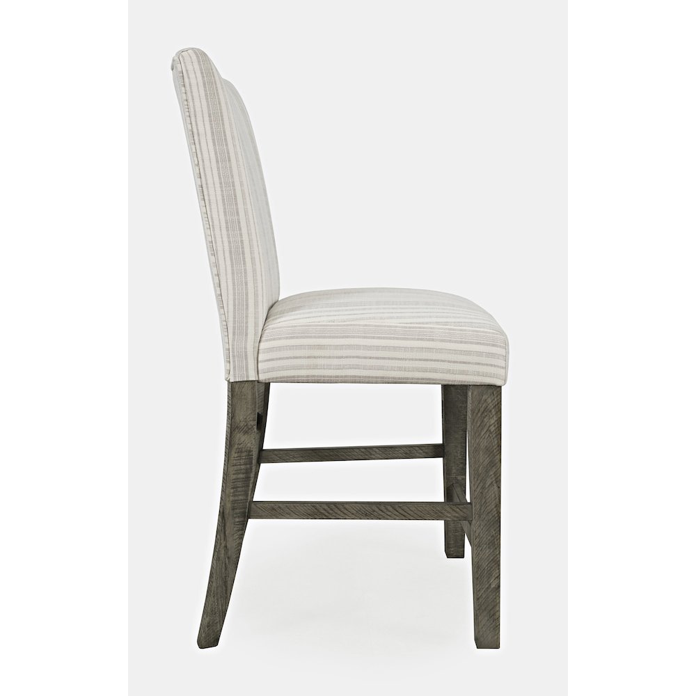 Farmhouse Rustic Solid Wood Parsons Striped Upholstery Counter Stool (Set of 2). Picture 4