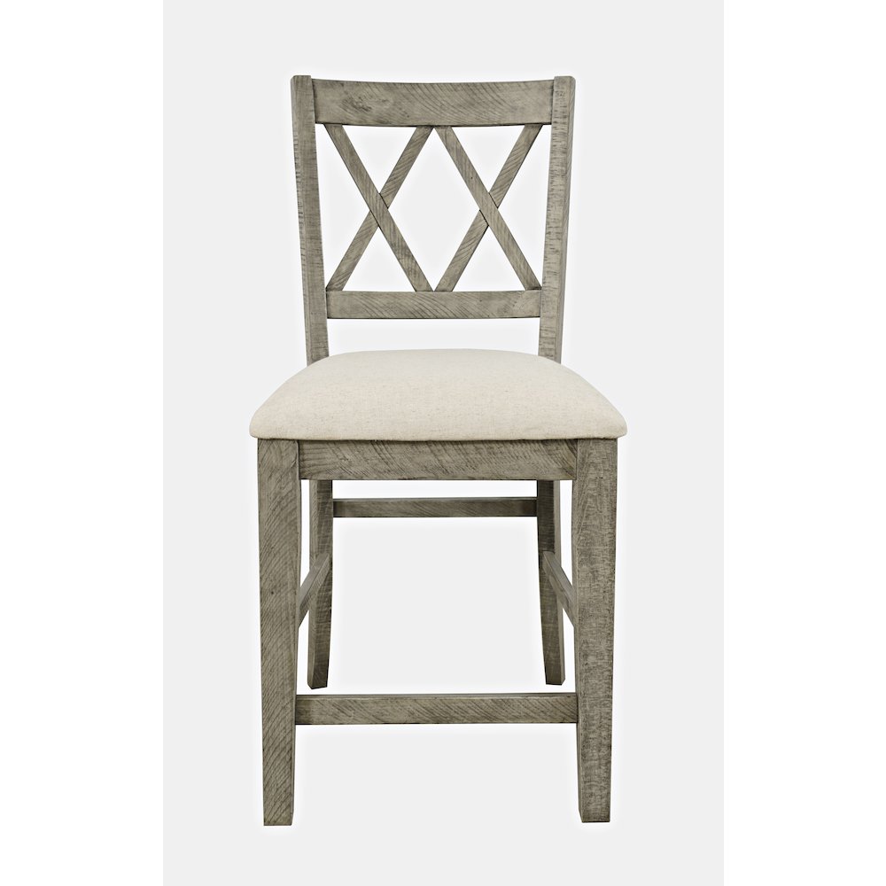 Telluride Rustic Farmhouse Solid Wood Upholstered Counter Stool (Set of 2). Picture 1