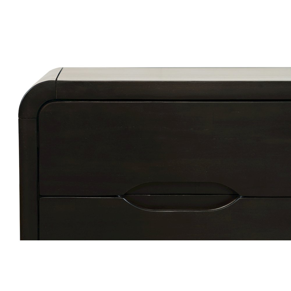 Marlowe Mid-Century Modern 48" Curved Coffee Table with Storage Drawers. Picture 3