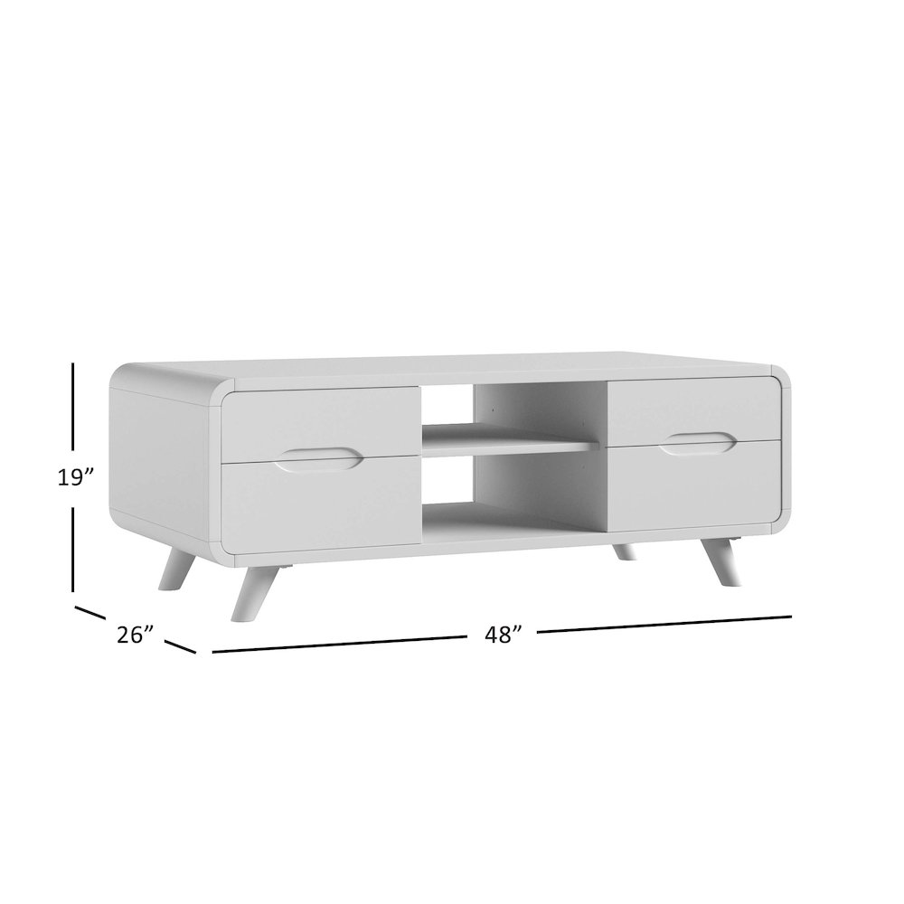 Marlowe Mid-Century Modern 48" Curved Coffee Table with Storage Drawers. Picture 8
