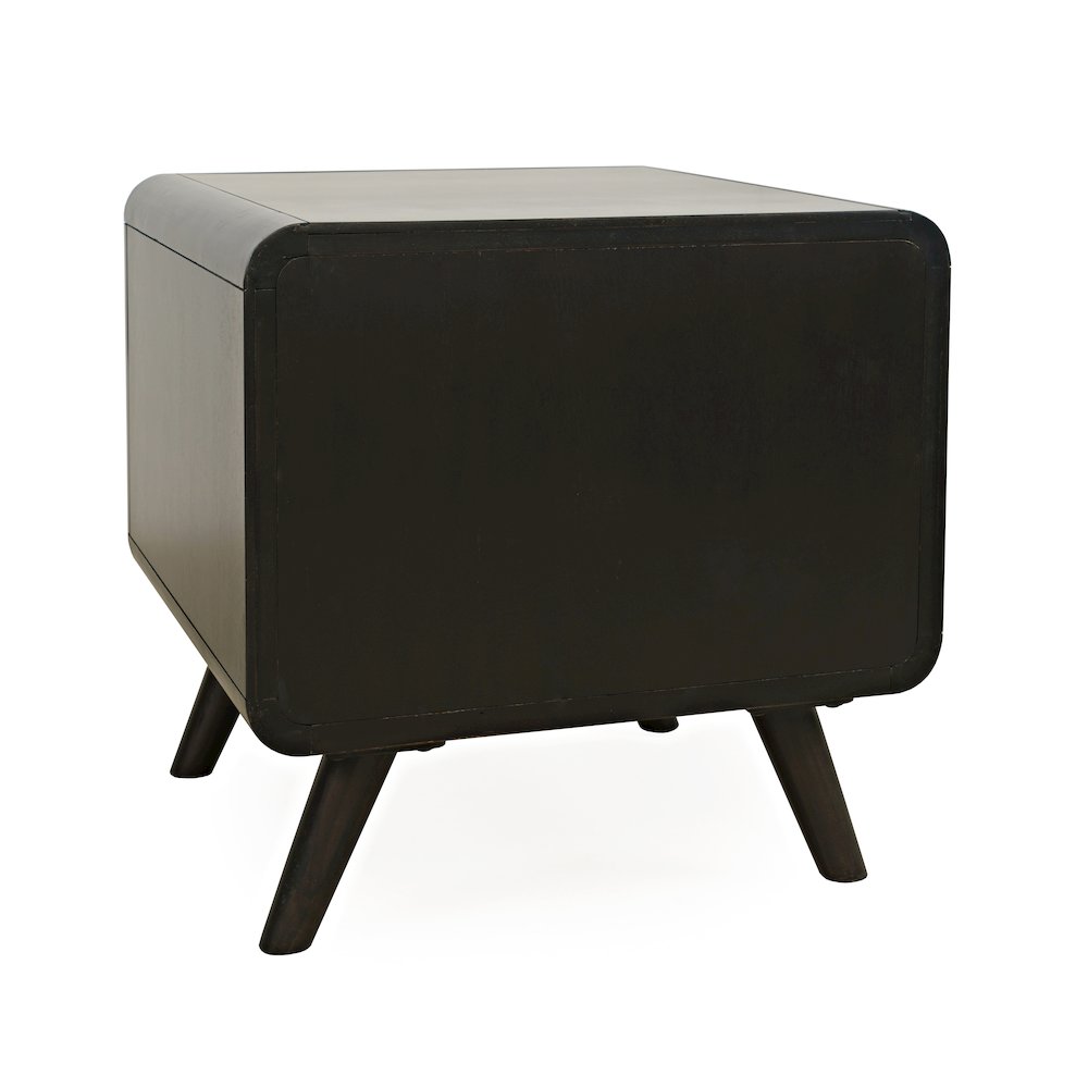 Marlowe Mid-Century Modern 24" Curved End Table with Storage Drawers. Picture 7