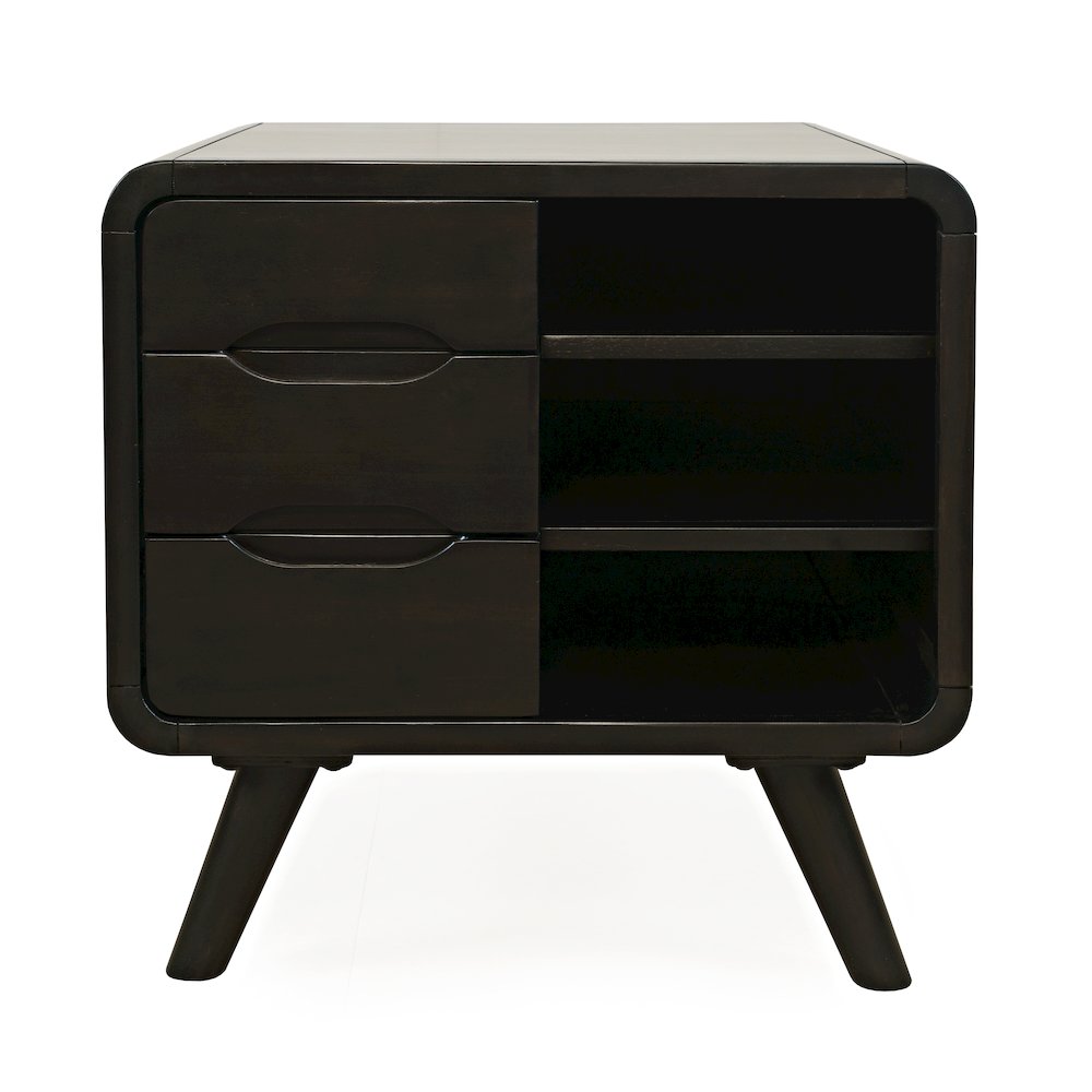 Marlowe Mid-Century Modern 24" Curved End Table with Storage Drawers. Picture 1
