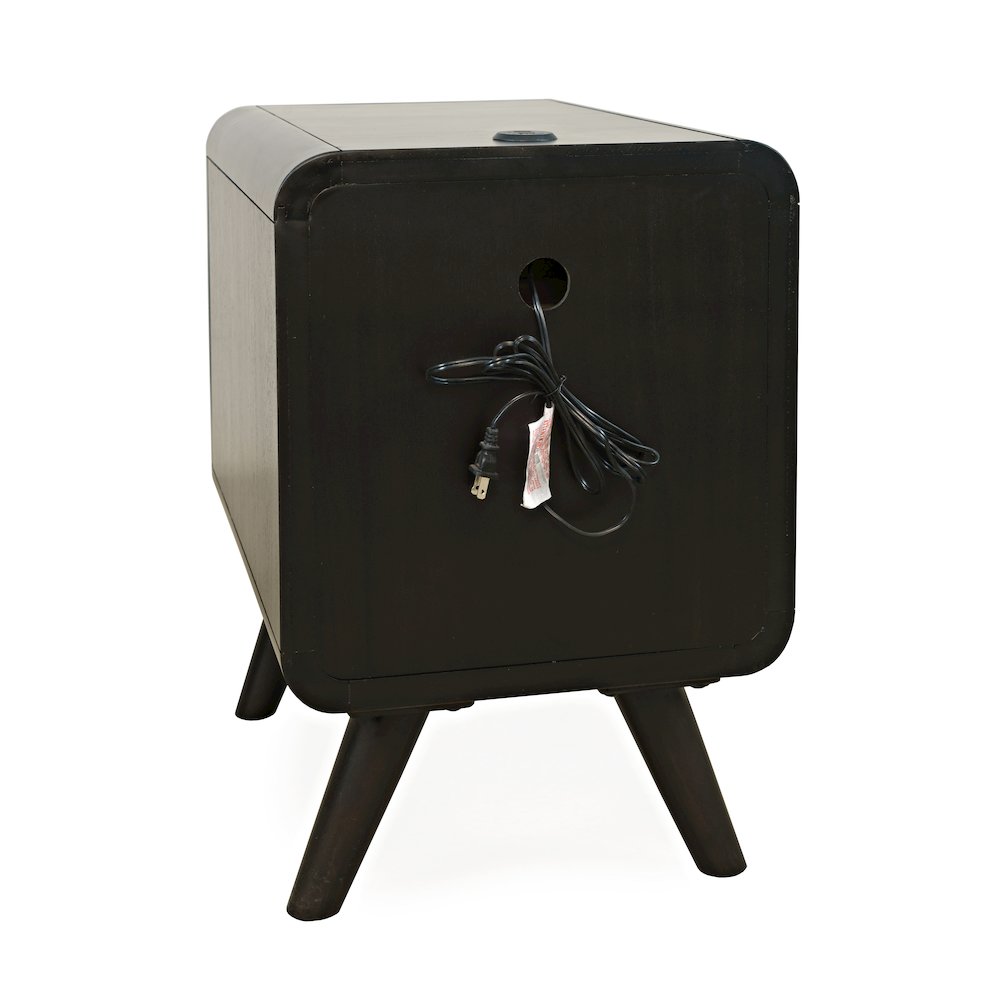 Mid-Century Modern USB Charging Curved Chairside End Table with Storage Drawers. Picture 8