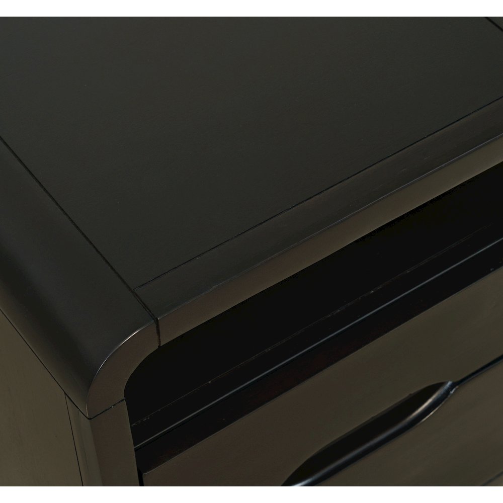 Mid-Century Modern USB Charging Curved Chairside End Table with Storage Drawers. Picture 5