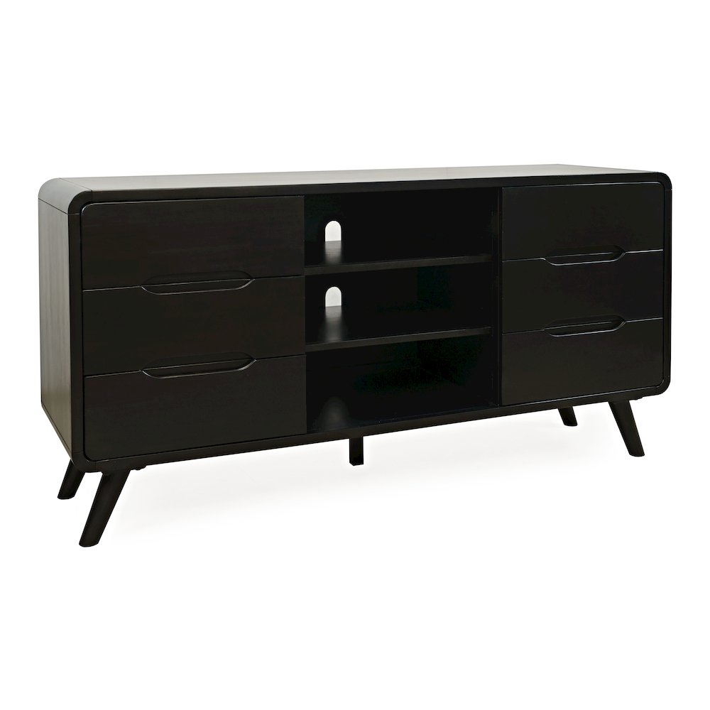 Mid-Century Modern 64" Curved Media Console TV Stand. Picture 2