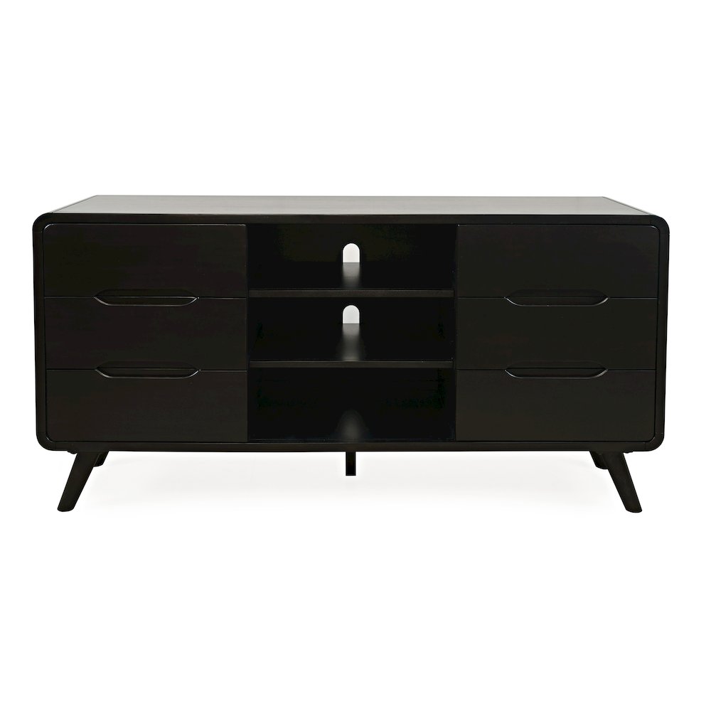 Mid-Century Modern 64" Curved Media Console TV Stand. Picture 1