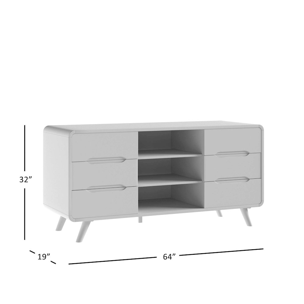 Mid-Century Modern 64" Curved Media Console TV Stand. Picture 8