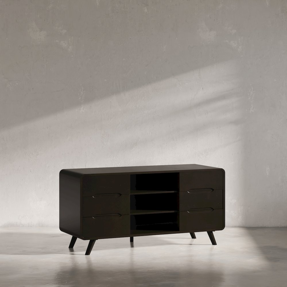 Mid-Century Modern 64" Curved Media Console TV Stand. Picture 11