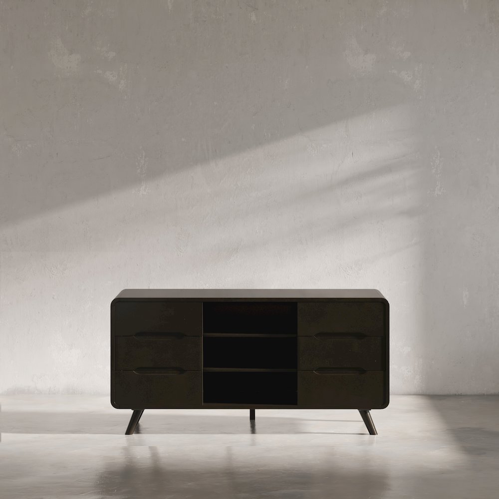 Mid-Century Modern 64" Curved Media Console TV Stand. Picture 10