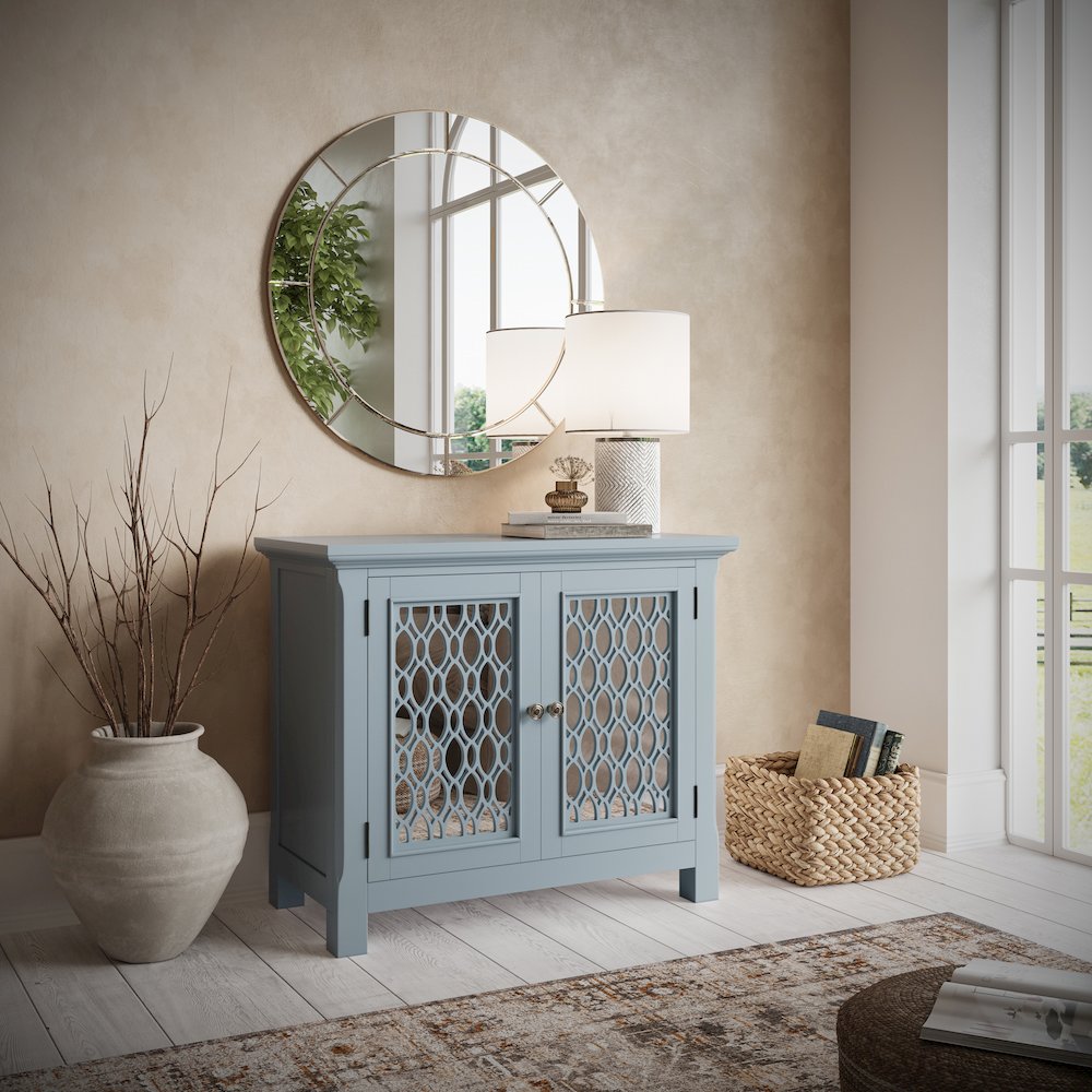 Isabella 38" Luxury Mirrored Accent Storage Cabinet. Picture 2