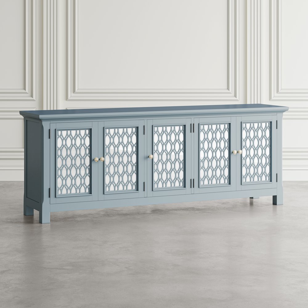 Isabella 86" Luxury Mirrored Sideboard Storage Cabinet. Picture 12