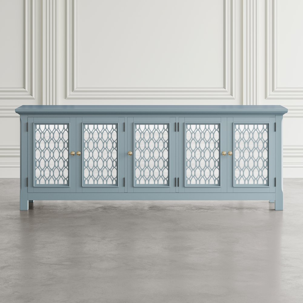 Isabella 86" Luxury Mirrored Sideboard Storage Cabinet. Picture 11