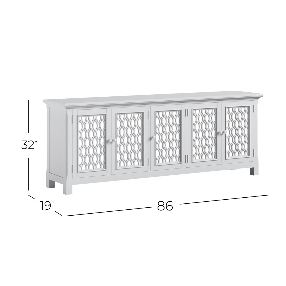 Isabella 86" Luxury Mirrored Sideboard Storage Cabinet. Picture 10