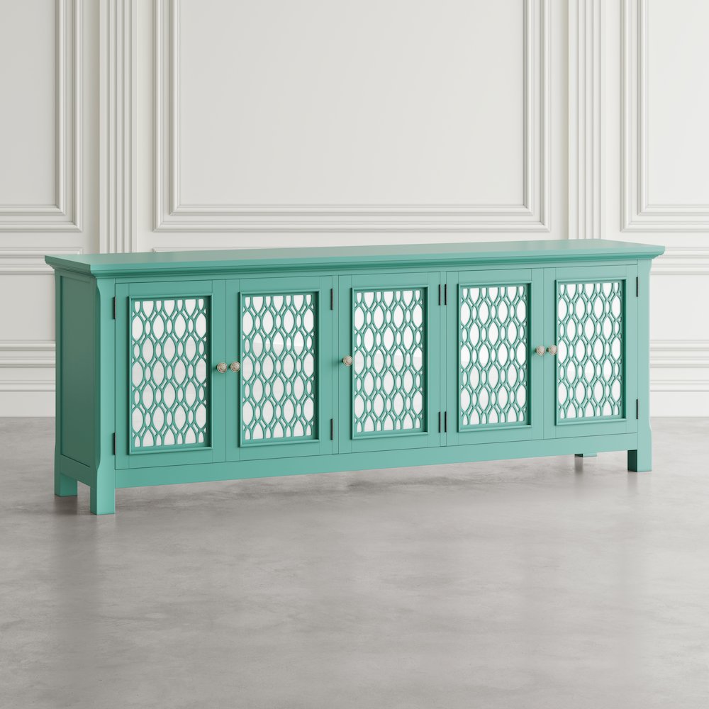 Isabella 86" Luxury Mirrored Sideboard Storage Cabinet. Picture 12