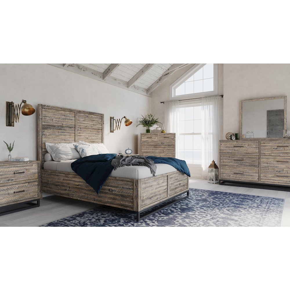 Modern Coastal 25" Distressed Solid Wood Nightstand with USB Charging. Picture 12