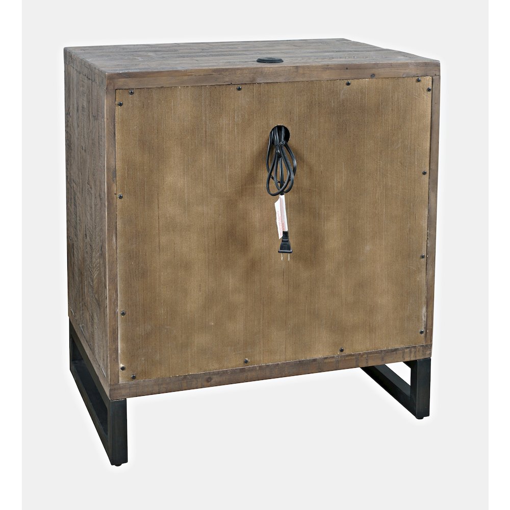 Modern Coastal 25" Distressed Solid Wood Nightstand with USB Charging. Picture 8