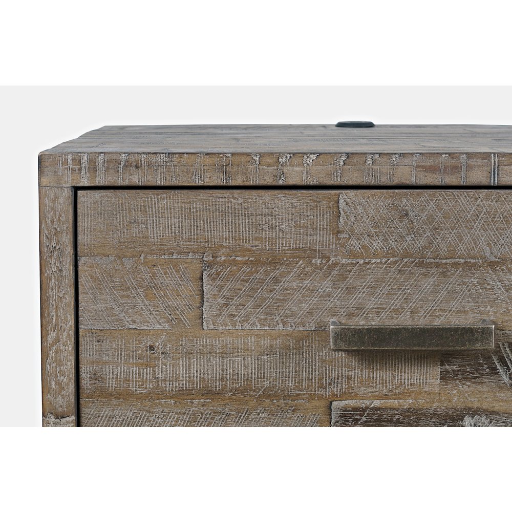 Modern Coastal 25" Distressed Solid Wood Nightstand with USB Charging. Picture 4