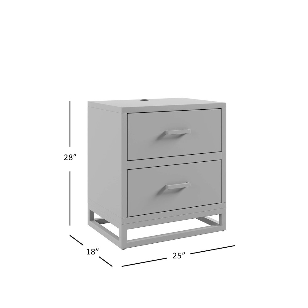 Modern Coastal 25" Distressed Solid Wood Nightstand with USB Charging. Picture 10