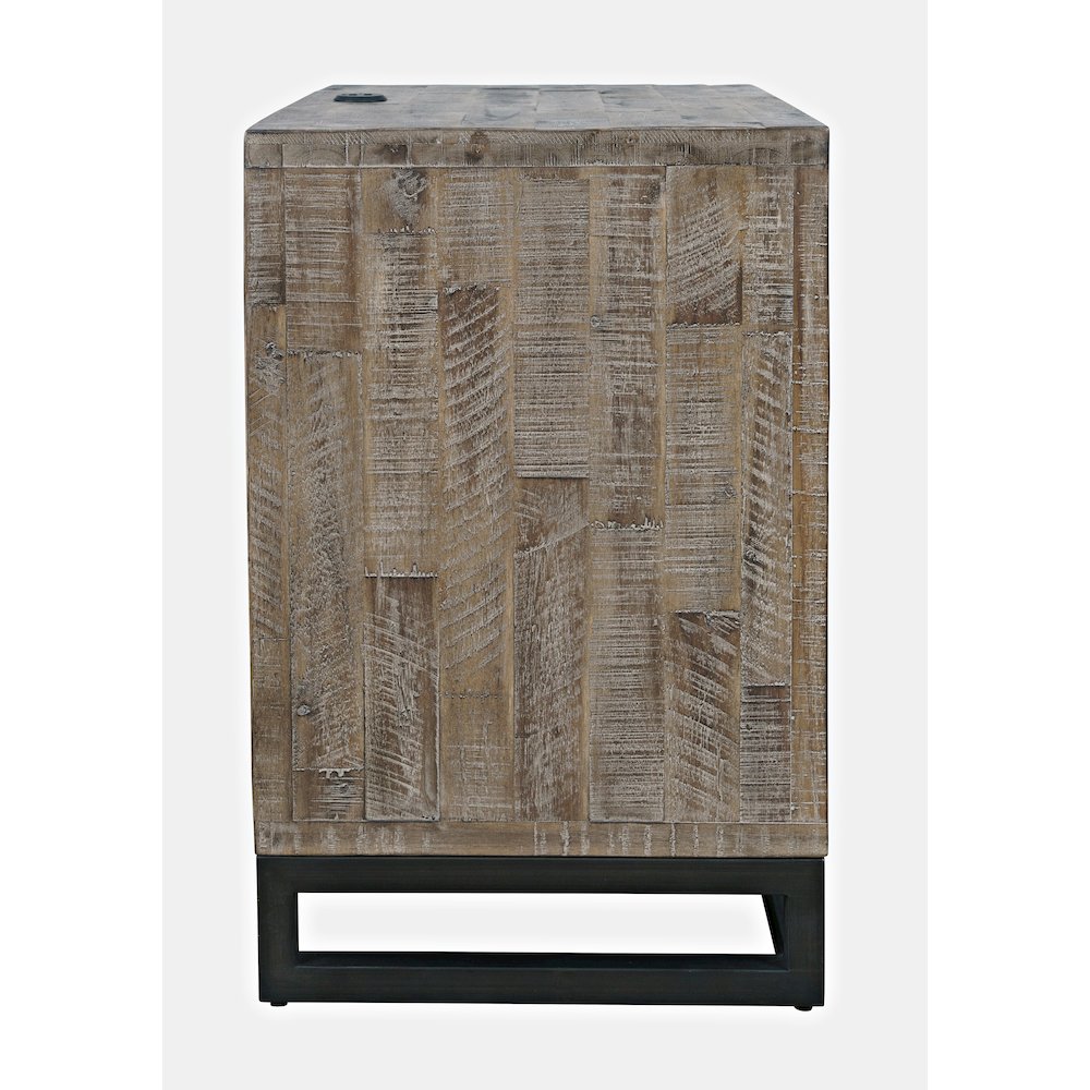 Modern Coastal 25" Distressed Solid Wood Nightstand with USB Charging. Picture 9