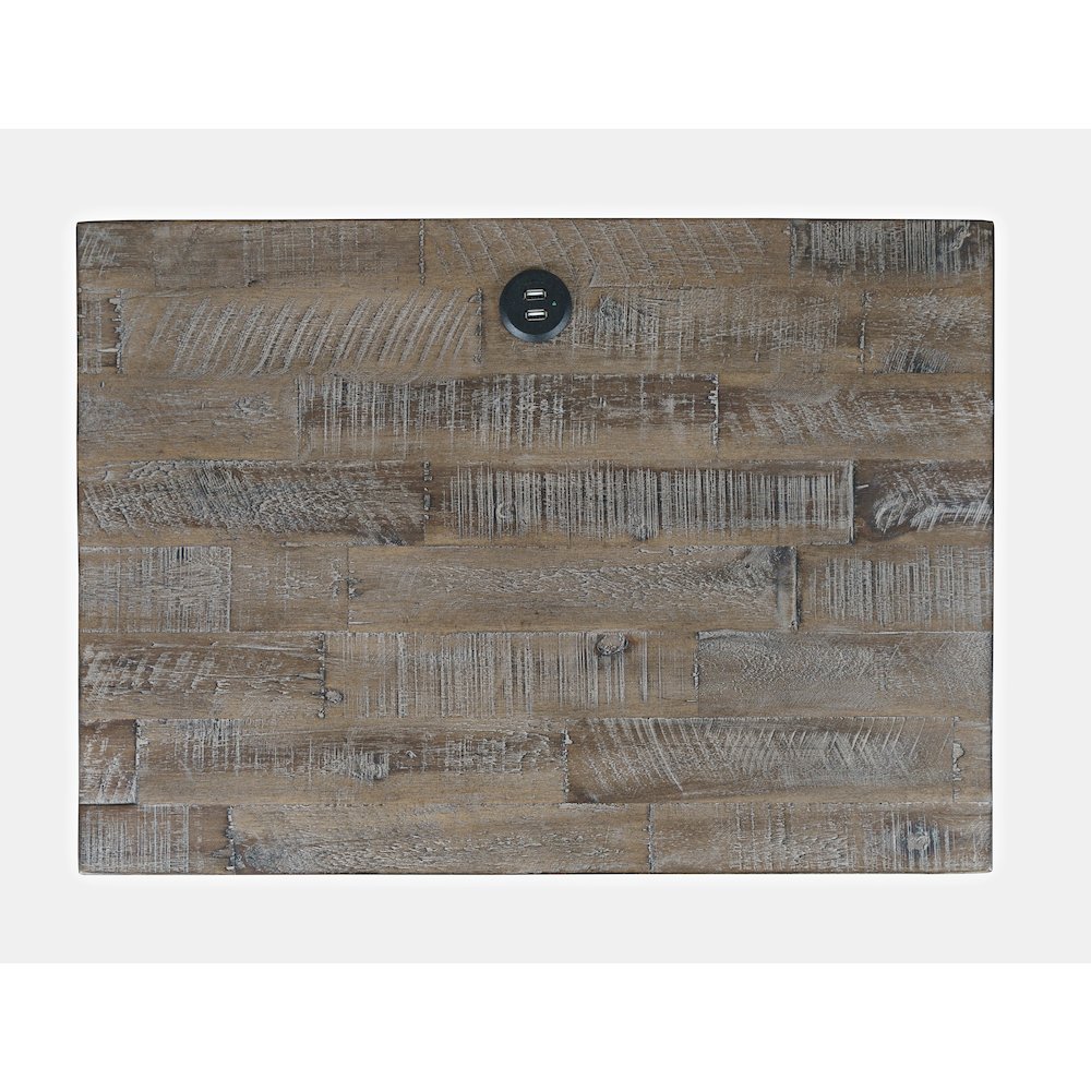 Modern Coastal 25" Distressed Solid Wood Nightstand with USB Charging. Picture 7