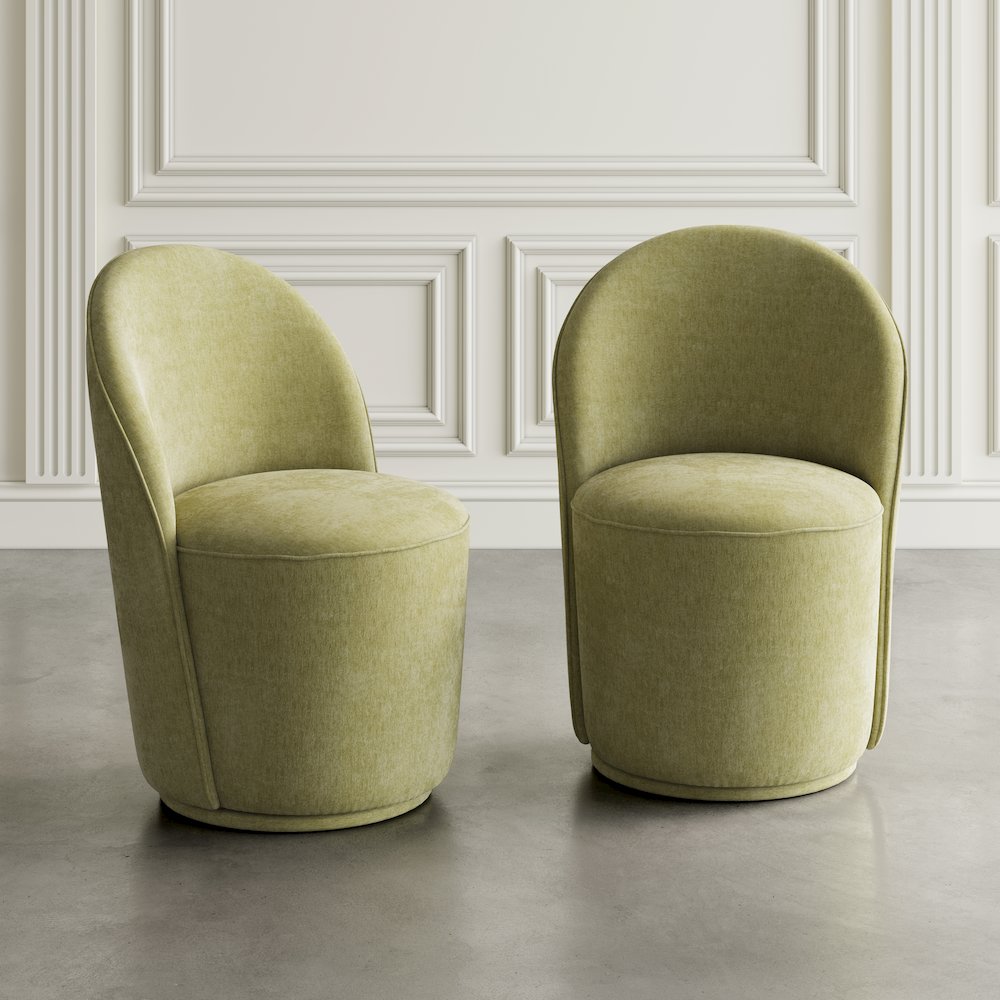 Landon Mid-Century Modern Upholstered Swivel Dining Chair (Set of 2). Picture 9