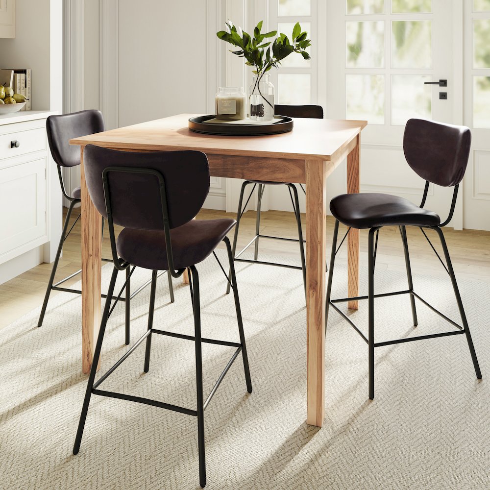 Modern Faux Leather Split-Back Upholstered Counter Height Barstool (Set of 2). Picture 7