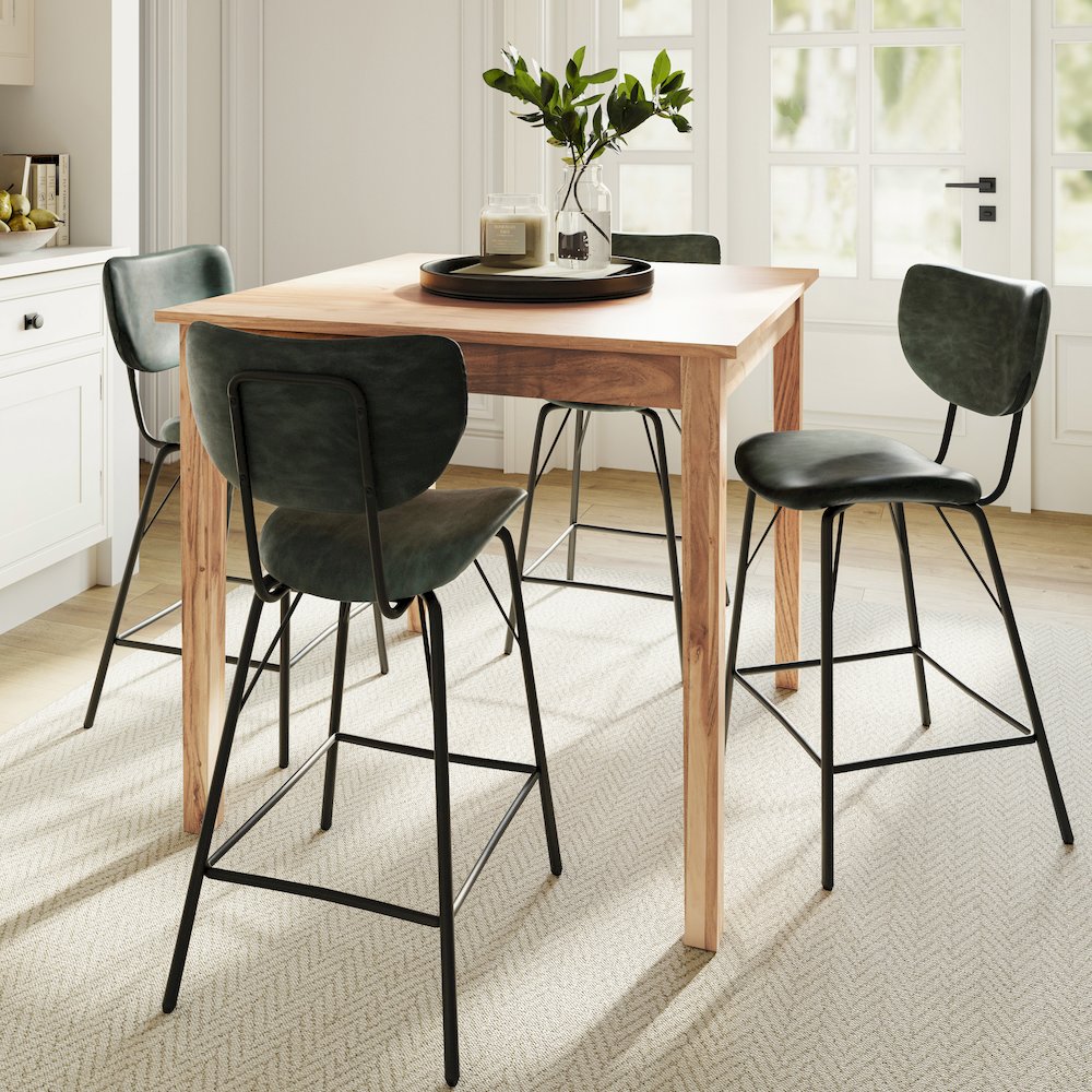 Modern Faux Leather Split-Back Upholstered Counter Height Barstool (Set of 2). Picture 7