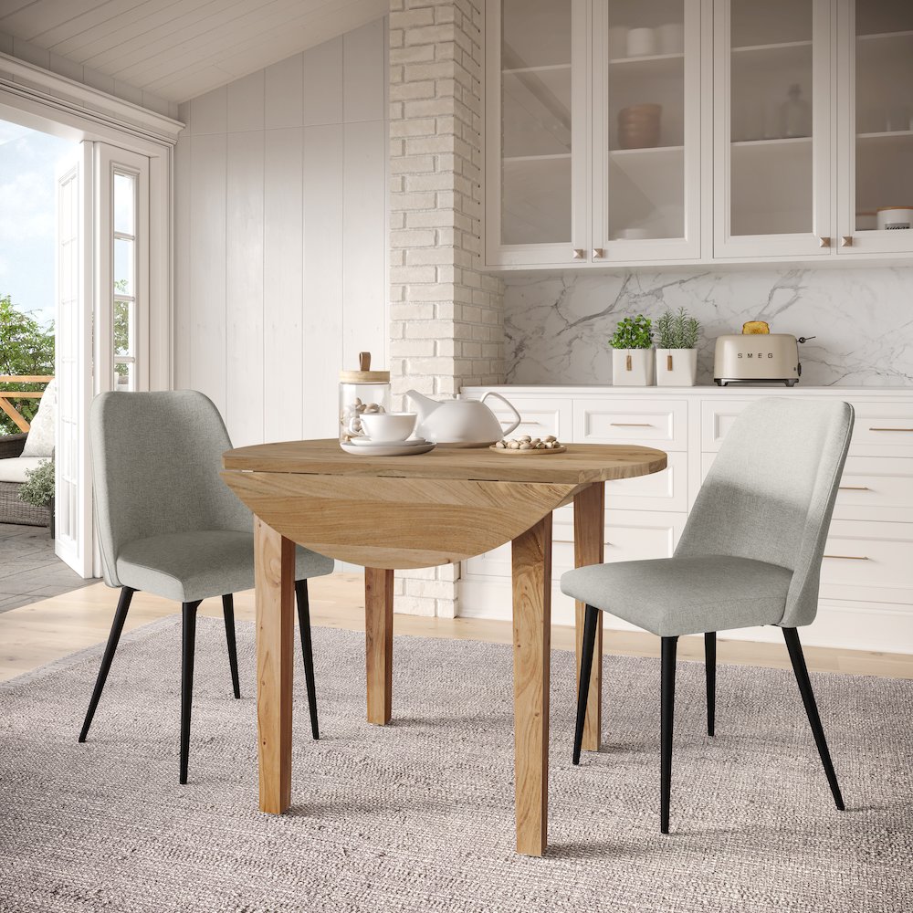 Colby 40" Round Traditional Classic Solid Hardwood Dropleaf Dining Table. Picture 2
