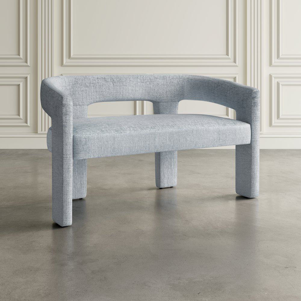 Gwen Modern Luxury Jacquard Fabric Upholstered Sculpture Bench. Picture 7