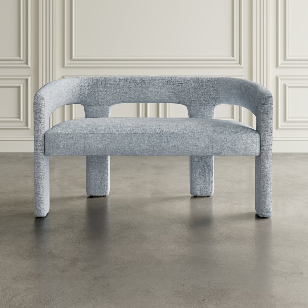 Gwen Modern Luxury Jacquard Fabric Upholstered Sculpture Bench. Picture 6