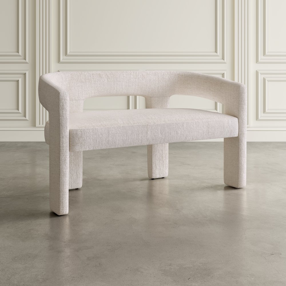 Gwen Modern Luxury Jacquard Fabric Upholstered Sculpture Bench. Picture 7