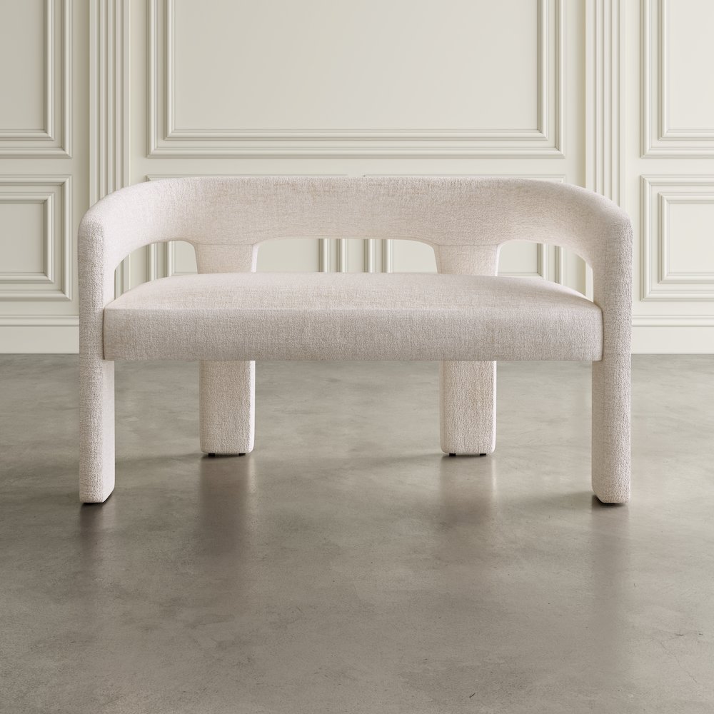 Gwen Modern Luxury Jacquard Fabric Upholstered Sculpture Bench. Picture 6