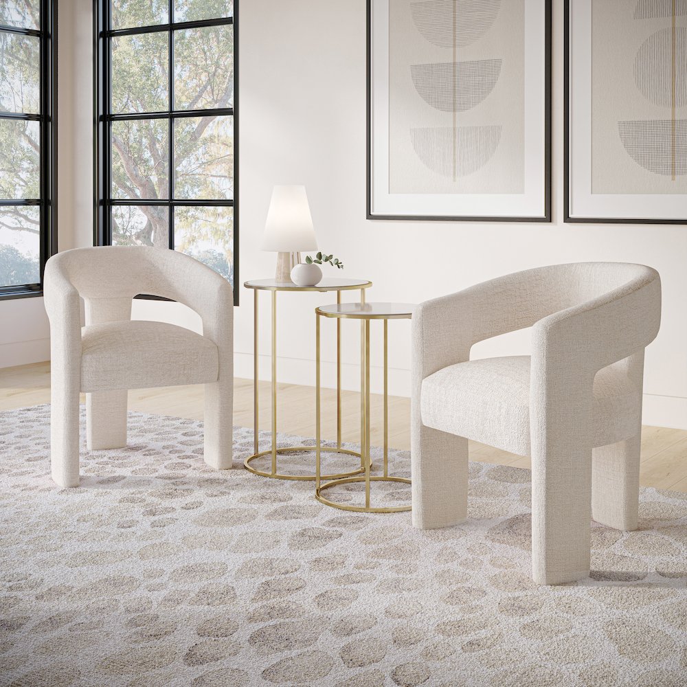 Gwen Modern Luxury Jacquard Fabric Upholstered Sculpture Armchair. Picture 2