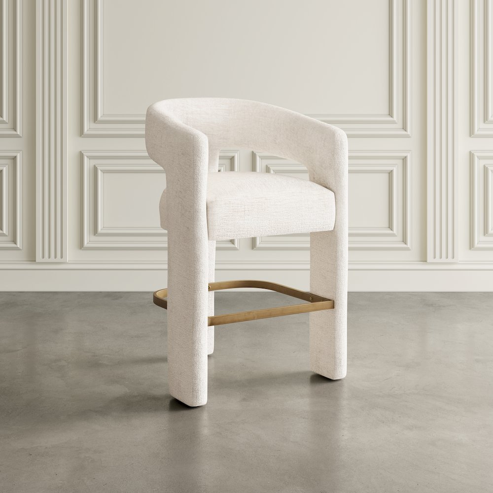 Gwen Modern Luxury Jacquard Fabric Upholstered Sculpture Counter Stool. Picture 10