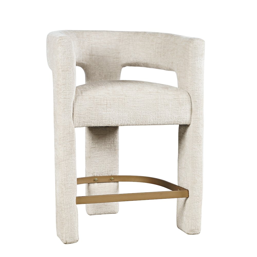 Gwen Modern Luxury Jacquard Fabric Upholstered Sculpture Counter Stool. Picture 3